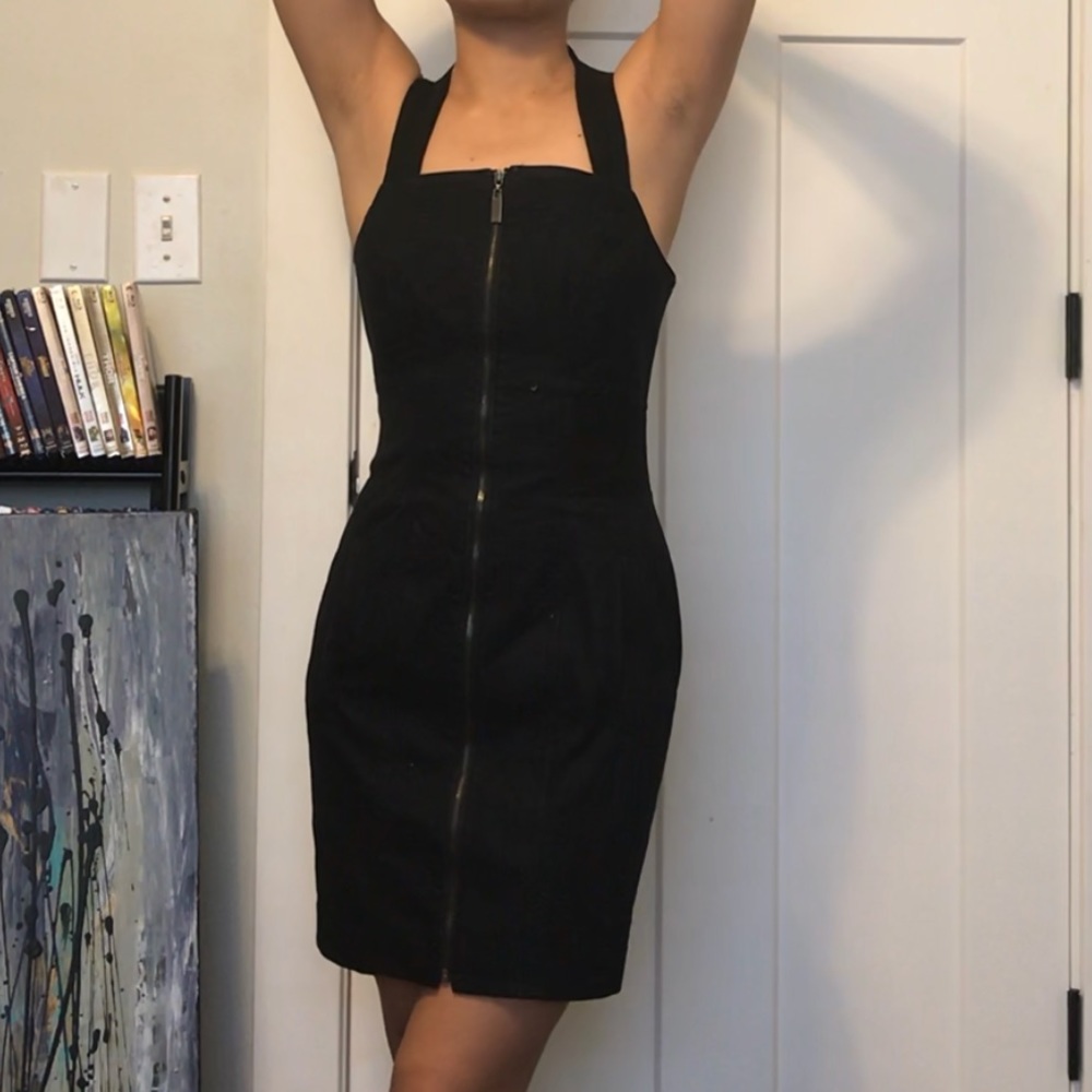 Bebe racer back bodycon denim dress